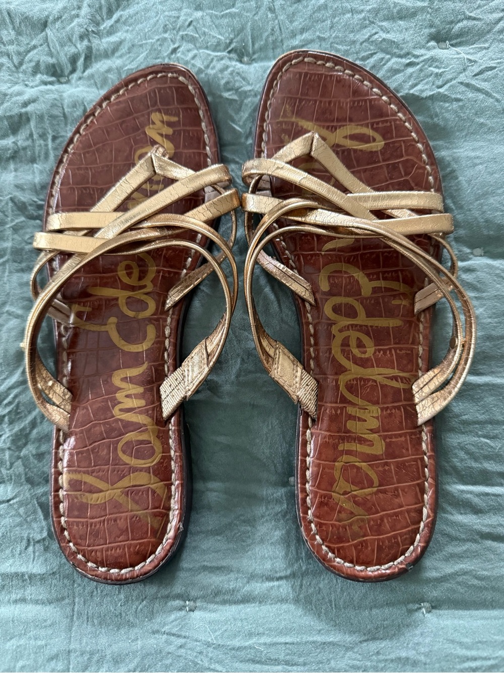Sam Edelman Metallic Gold Leather Sandals